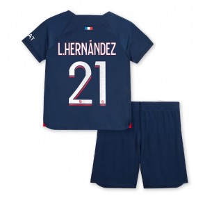 Maillot de foot Paris Saint-Germain Lucas Hernandez #21 Domicile enfant 2023-24 Manches Courte (+ pantalon court)